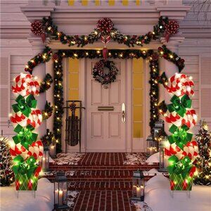 Christmas Peppermint Candy Decorations 44 Inch Xmas Yard Signs w LED